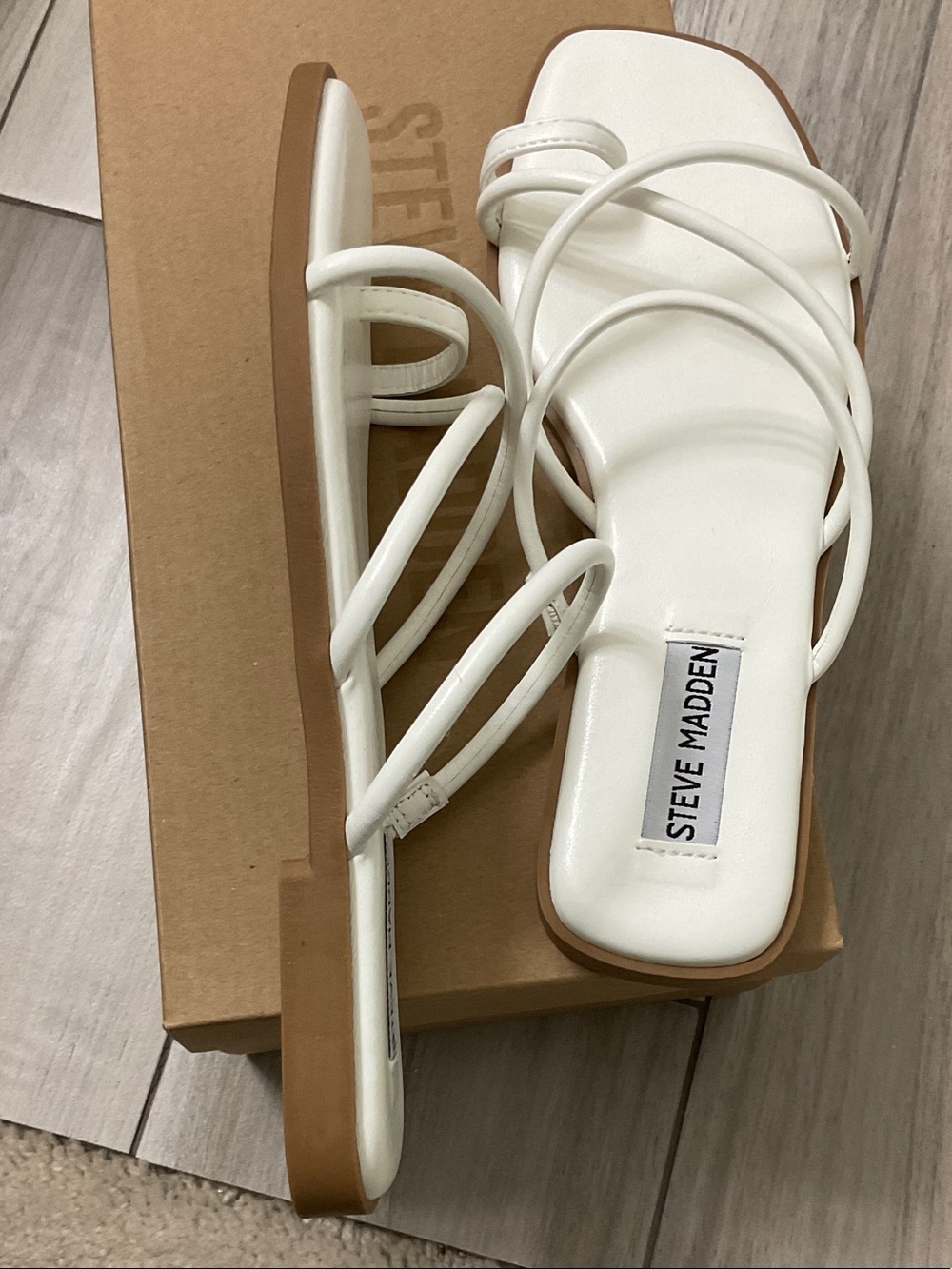 Steve Madden White Strappy Toe-Ring Slide Sandals - Picture 6 of 6